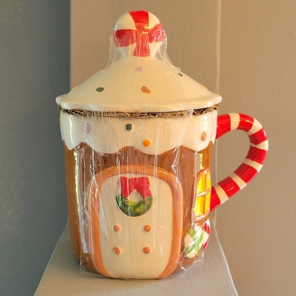 NEW Mr. Christmas Gingerbread House Mug with Lid 23 Oz Festive - Picture 2 of 6